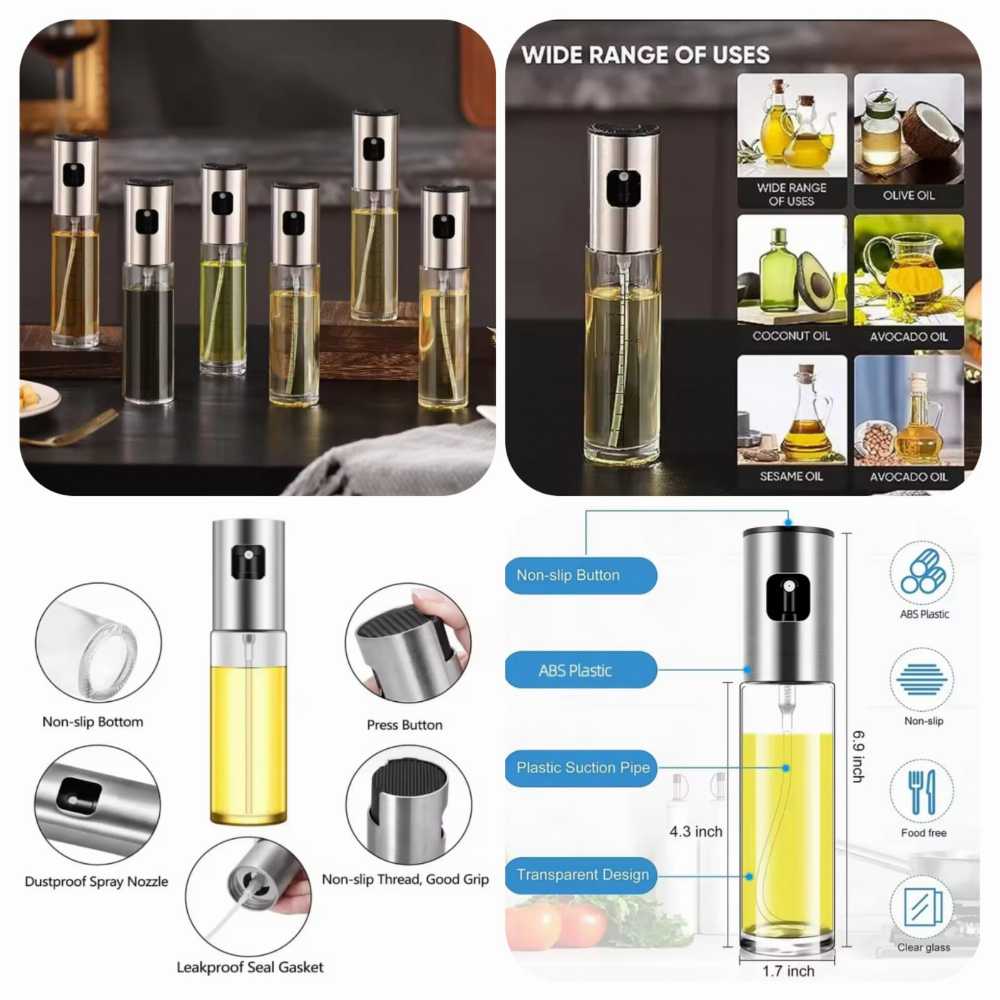 100ML Oil Spray Bottle – Professional Glass Dispenser for Kitchen & BBQ